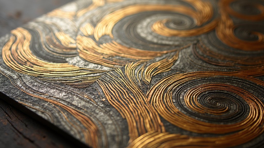 metal art wood grain