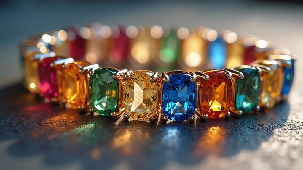 alternating gemstone tube settings
