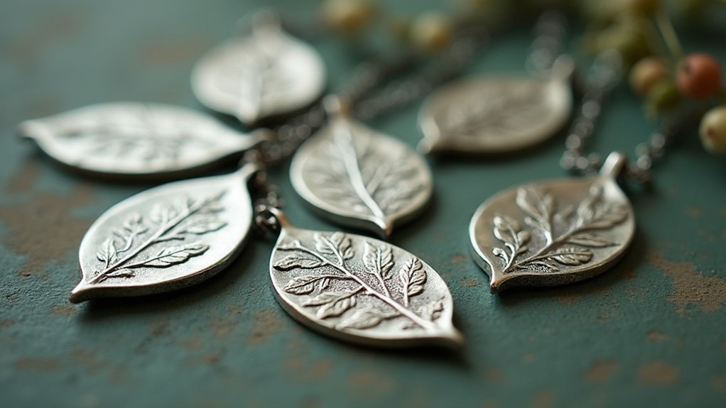 botanical silver clay pendants