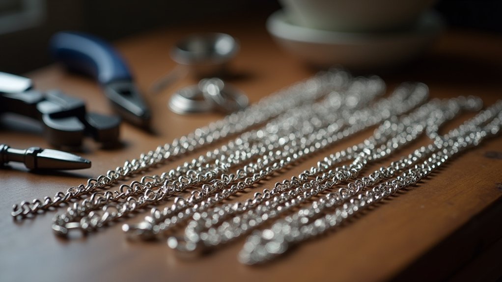 delicate silver chain finishing