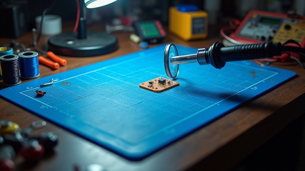 organized soldering workspace setup