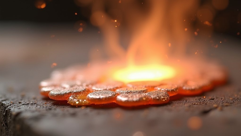 peachy glow indicates sintering