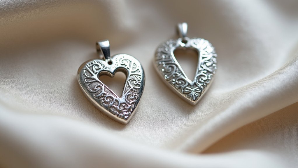silver pendants with cutouts