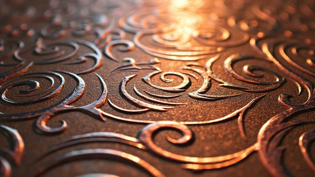textured copper fabric impressions