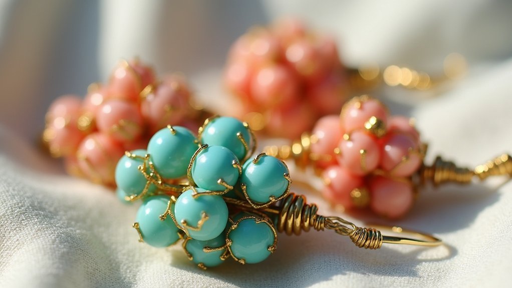 wire wrapped seed bead earrings